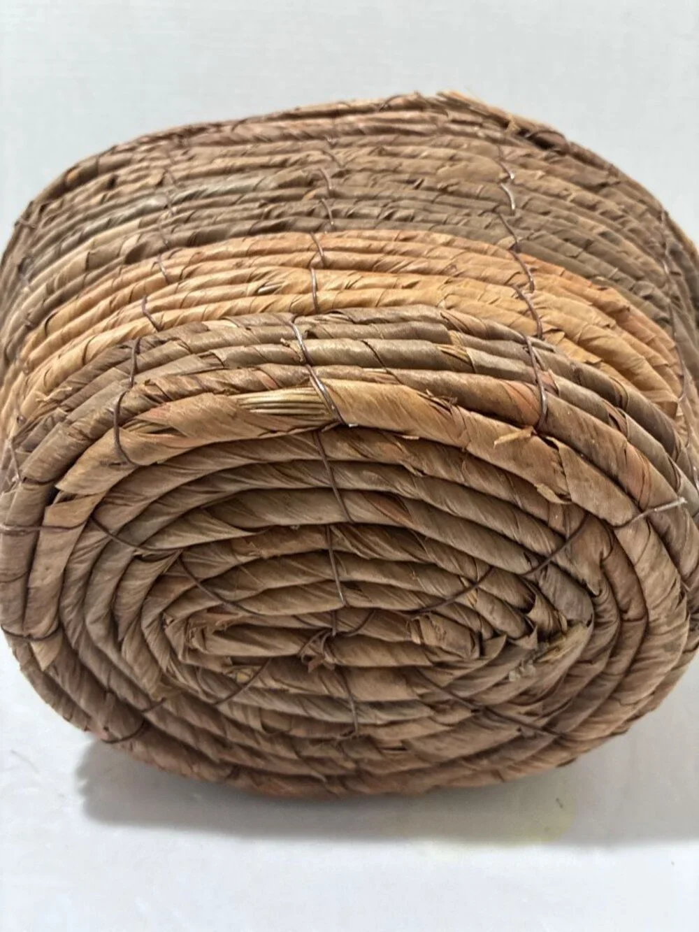 rustic rare wicker basket natural brown corn rope handmade twisted branch handle